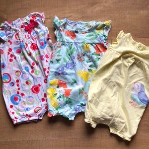 Lot of 3 baby girl rompers